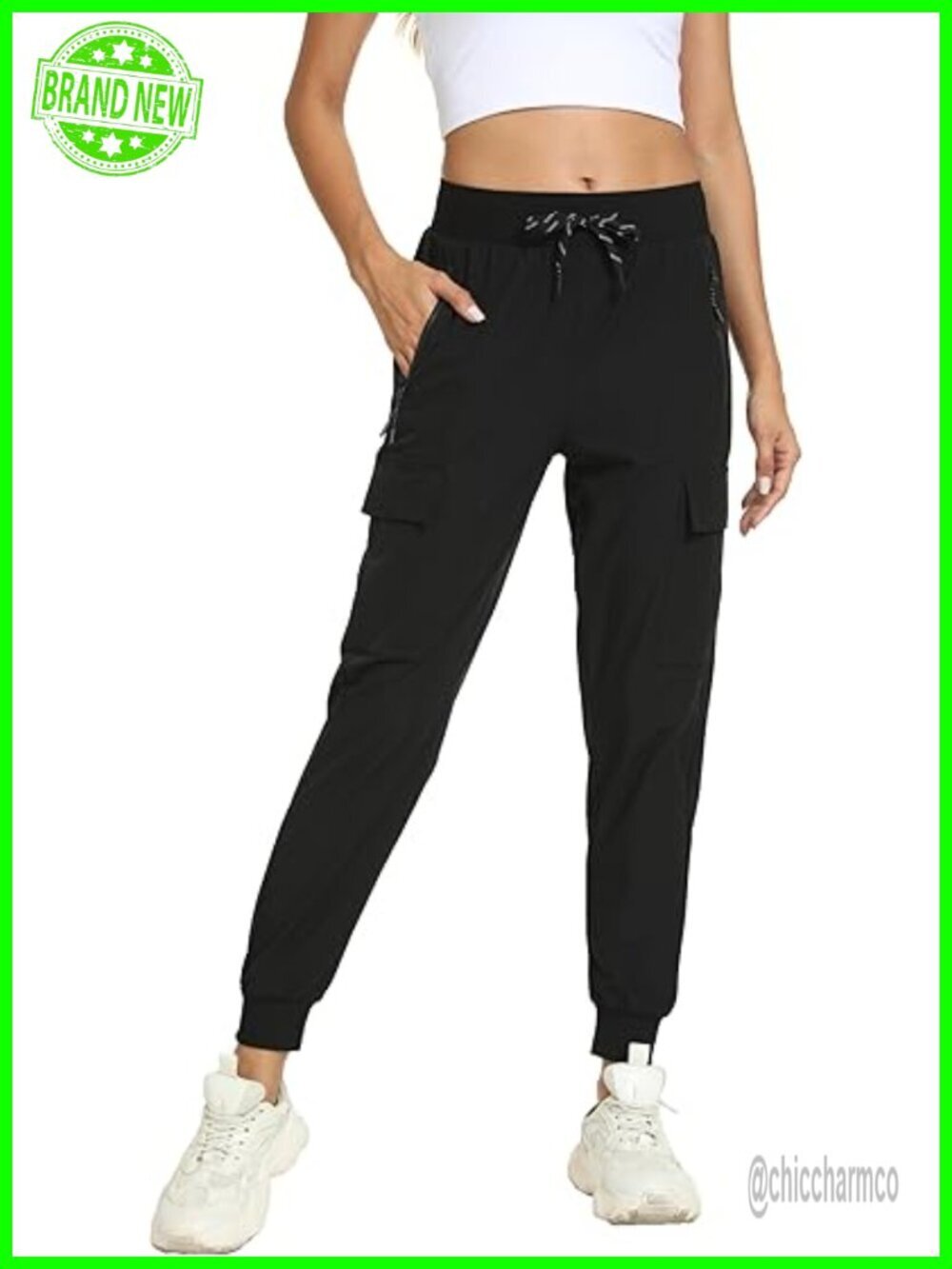 Women's Lightweight Quick Dry Joggers with Zippered Pockets Cargo Pants for